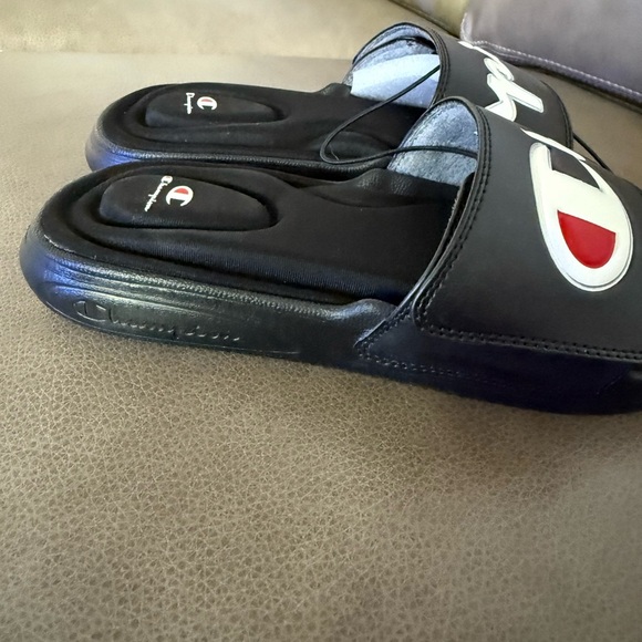 Champion Mega Slide Womens Slip On Sandals Black Split Script Size 8 NWT - Picture 4 of 8